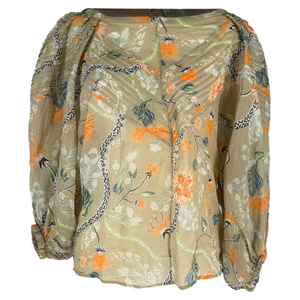 Chloé Floral-Print Balloon Sleeved Blouse in Multicolor Ramie